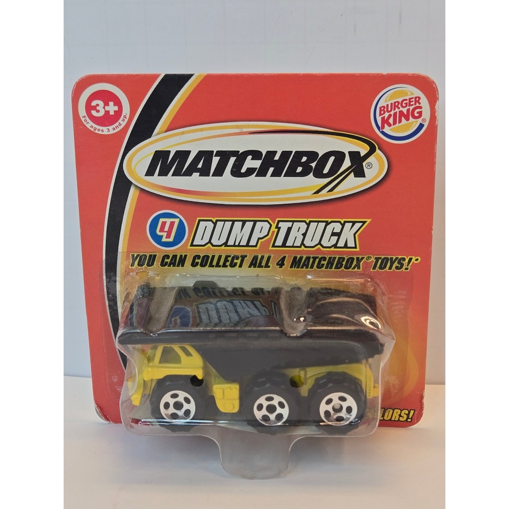 Matchbox Burger King 2004 Dump Truck 4 Yellow Black Diecast Toy Sealed New